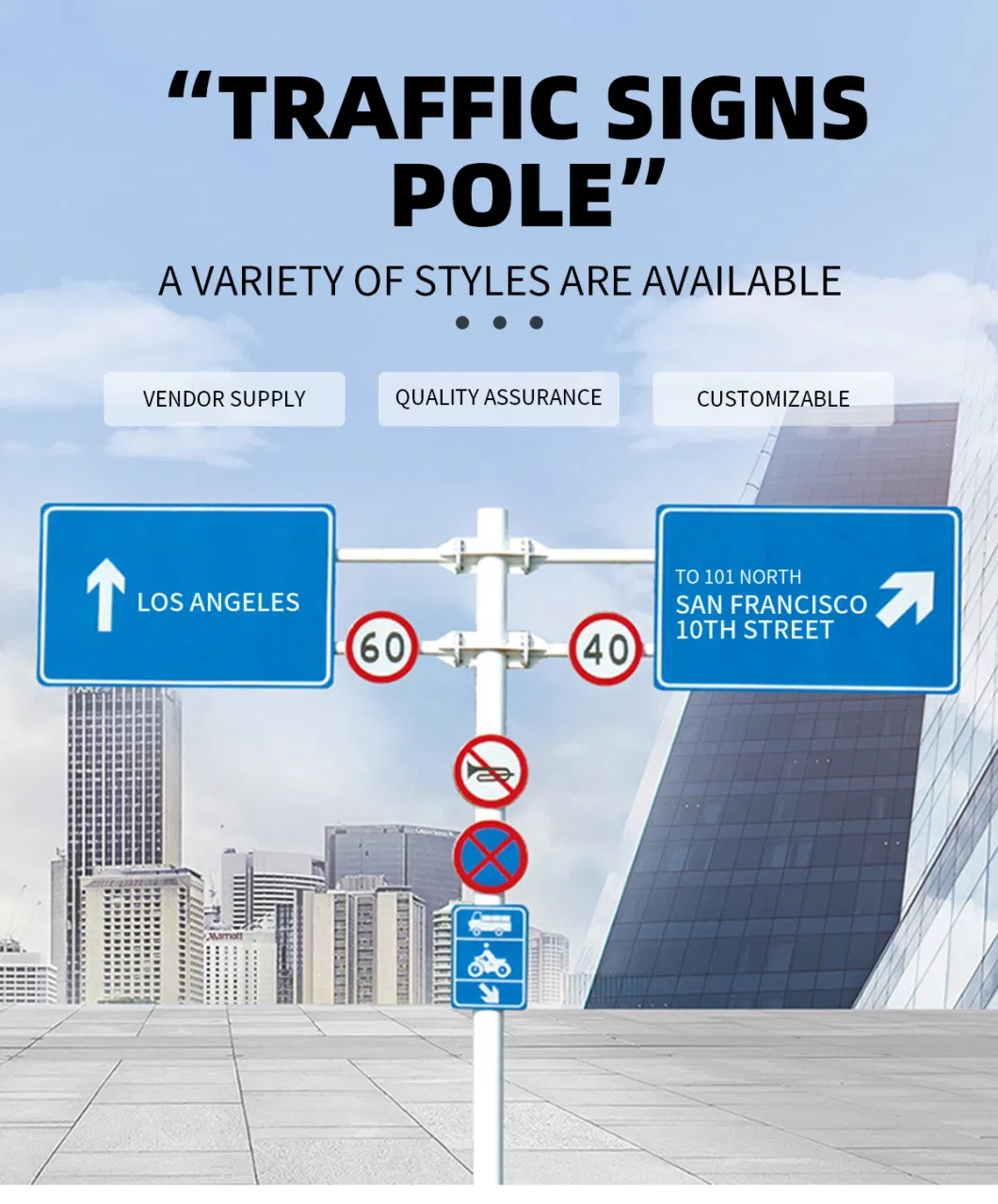 Suppliers High Quality E-Shape 8 Meter Outdoor Aign Arm Traffic Sign Pole