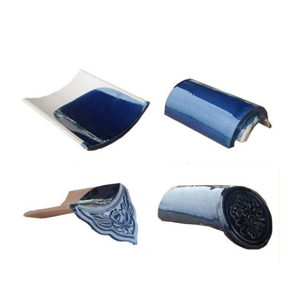 Blue Frost Resistant Glazed Ceramic Roof Tiles Build Roofing Construction