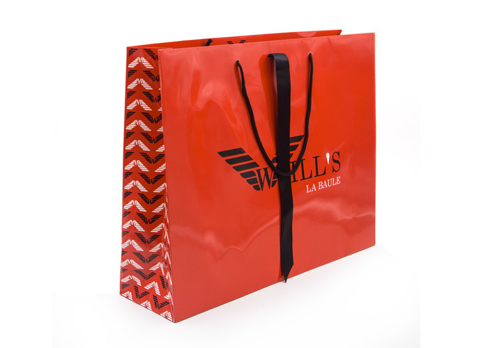 Red Personalised Paper Bags , Custom Paper Bags With Logo Customized