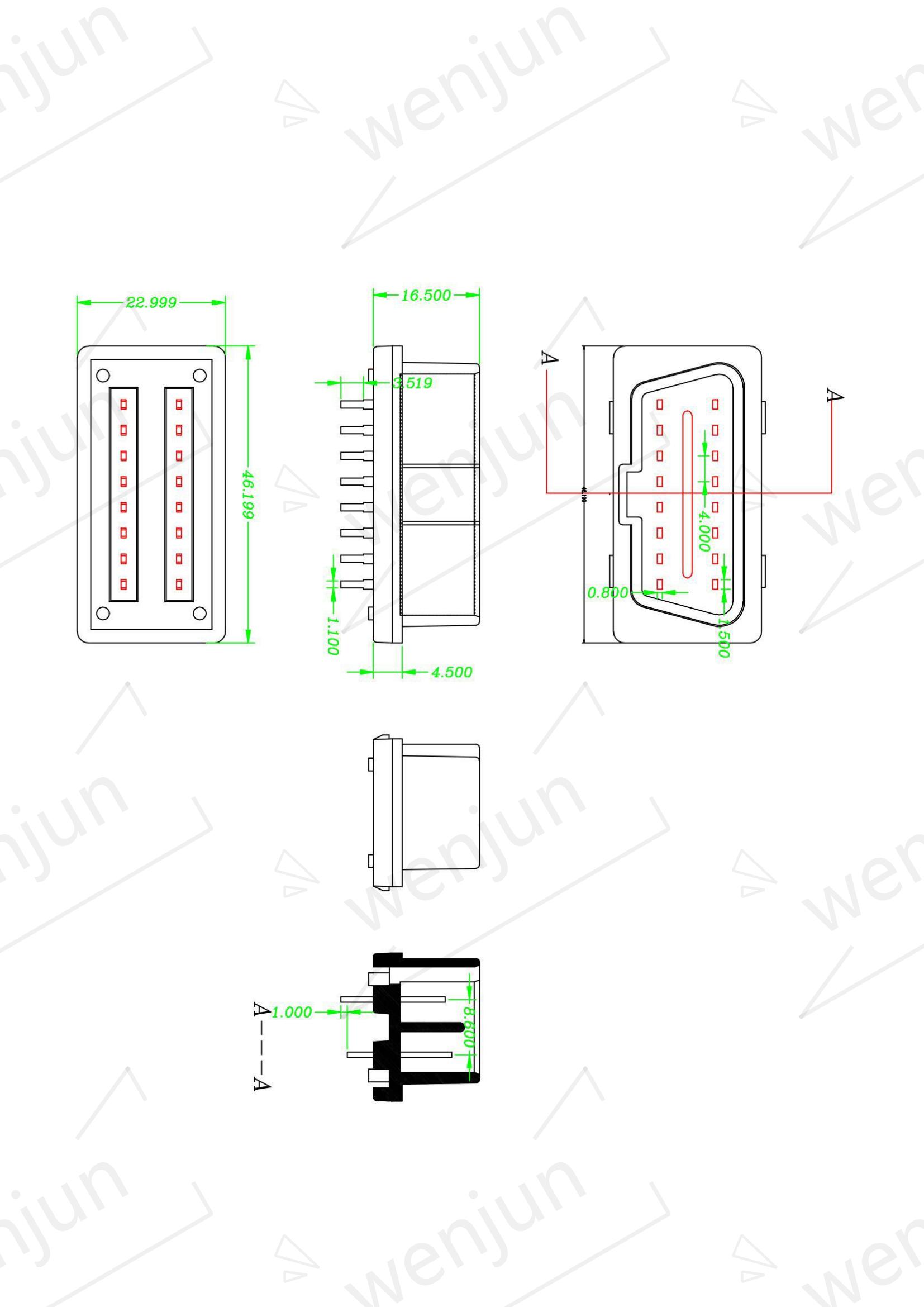 Compatible OBD Car Connector 16 Pin Male J1962 for Diagnostic