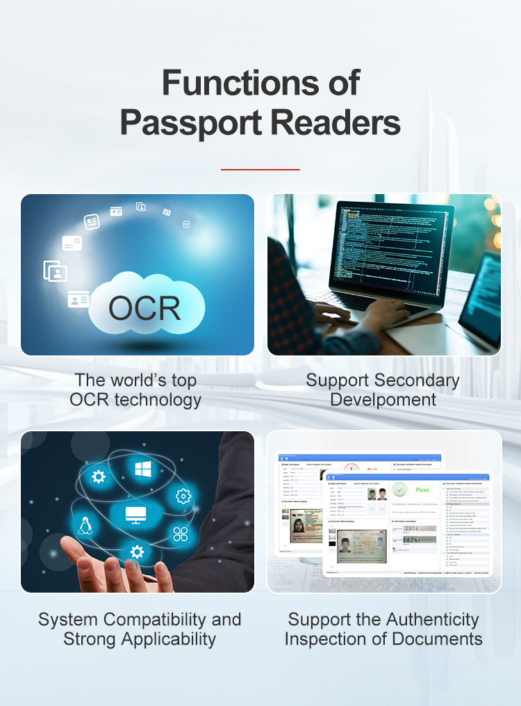 OCR Passport Scanner Sinocecu QR1000 I for Auto-Detect and Scan Support ICAO Doc 9303