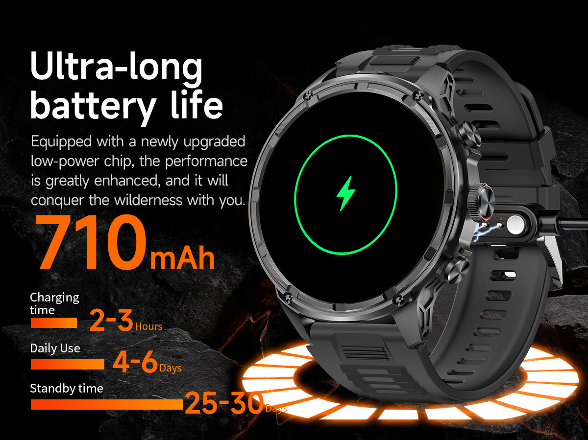 V99 Heart Rate Outdoor Smart Watch 1.85" Round Screen Sports Flashlight