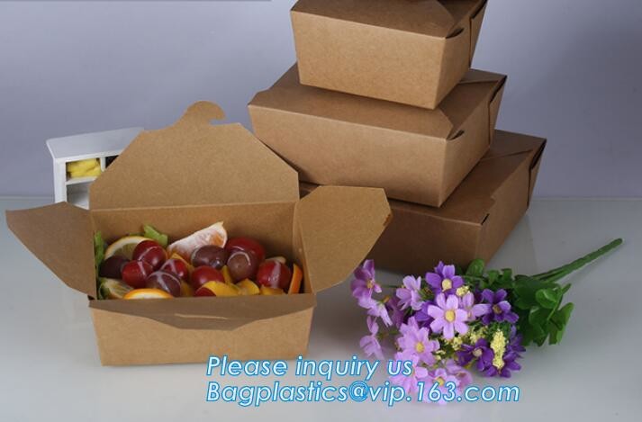 Cheap Cardboard foldable kraft paper lunch box with window,Lunch noodle fast food kraft paper box by customized logo pri