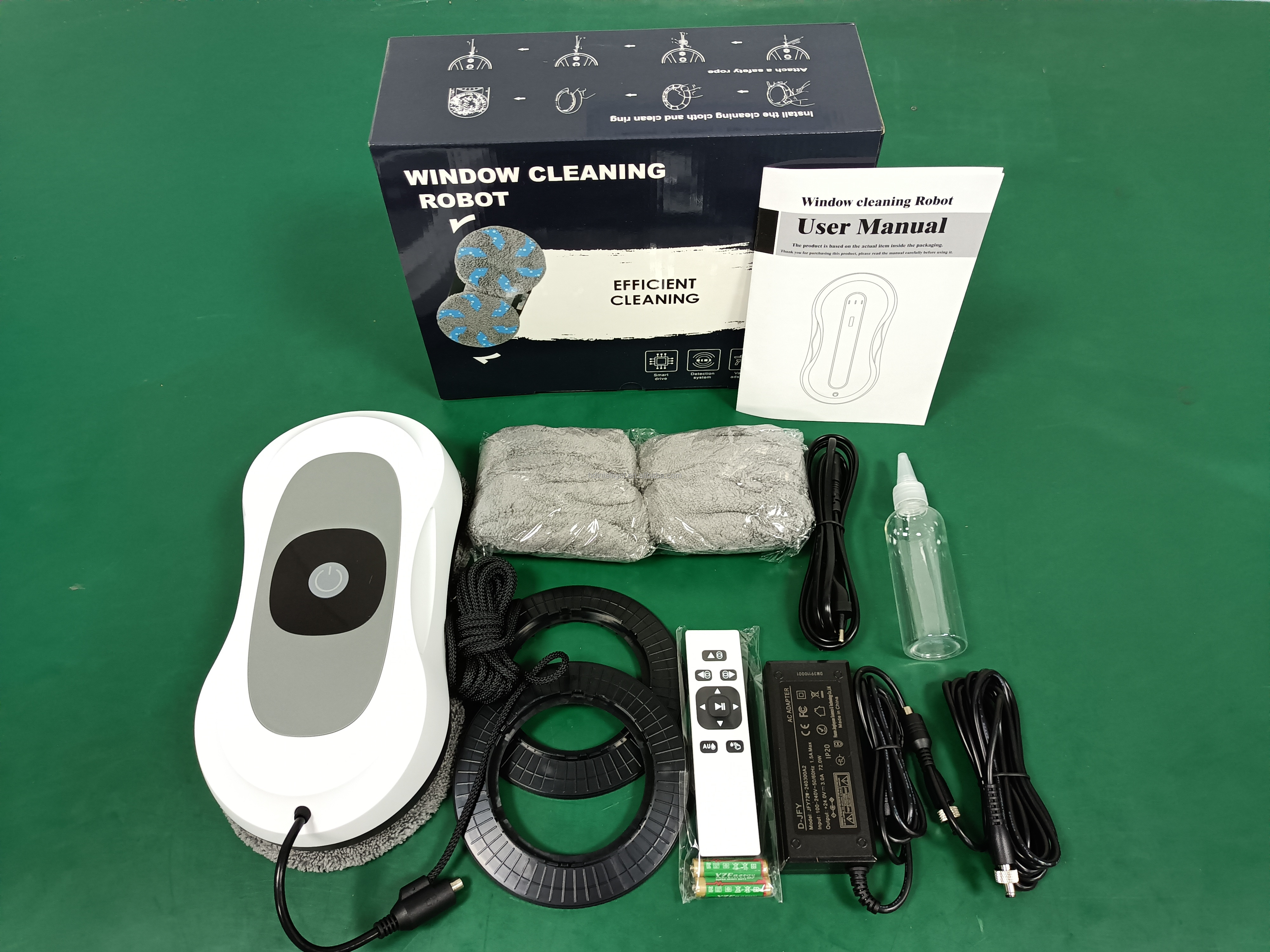 Vacuum Window Cleaner Robot With Anti-falling Control UPS safety rope And Water Spray