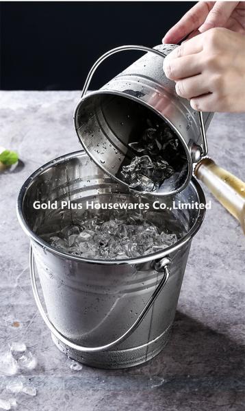 0.8L Promotion outdoor stainless steel ice bucket with handle for bar metal