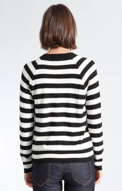 WOMEN'S 4% cashmere/4% angora / 18% cotton/18% lambswool/33% viscose/23% nylon JERSEY STRIPE KNITTED SWEATER