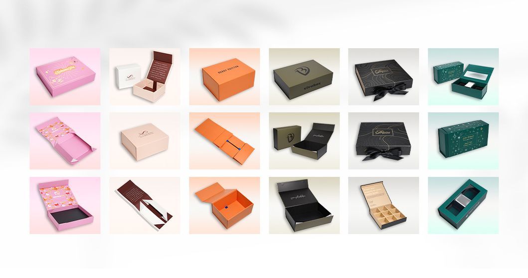 Foldable Rigid Cardboard Cosmetics Makeup Jewelry Clothes Magnetic Folding Closure Shopping Black Paper Gift Packaging Packing Box for Watch Wedding Party