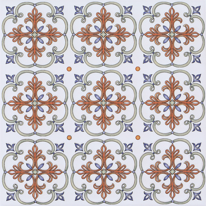 Encaustic White And Red Wall Floret Ceramic Rustic Tiles 200x200mm For Kitchen And Dining Room