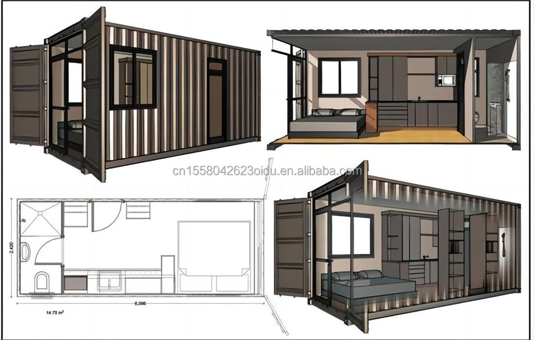 Triangle Shape Container House Wooden Houses Prefab Home with Wall 50/75/100mm Wave Sandwich Panel