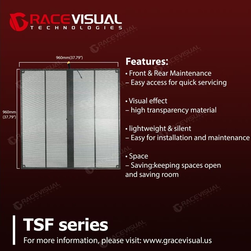 Indoor Fixed Installation 1000x1000mm Transparent LED Screen With Aluminum Frame And High Refresh Rate 3840hz