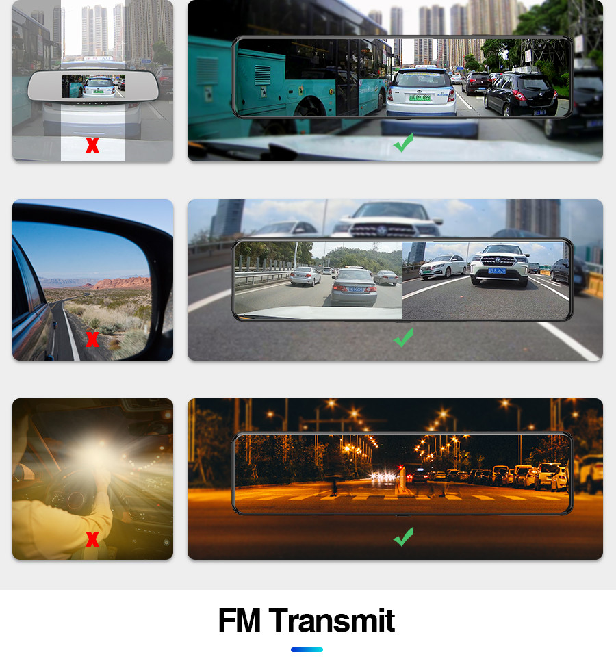 WDR Rear View Dash Cam With Speedometer Android 8.1 2G RAM 32G ROM GPS Navigation