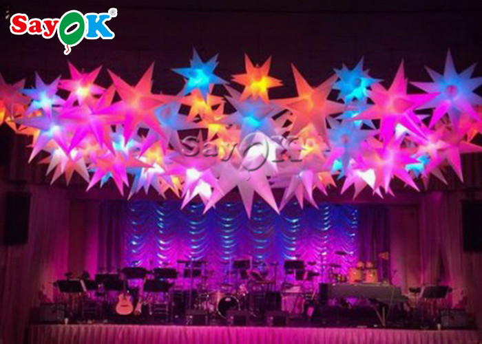 Cute 190t Oxford Cloth Hanging LED Inflatable Star For Outdoor Event