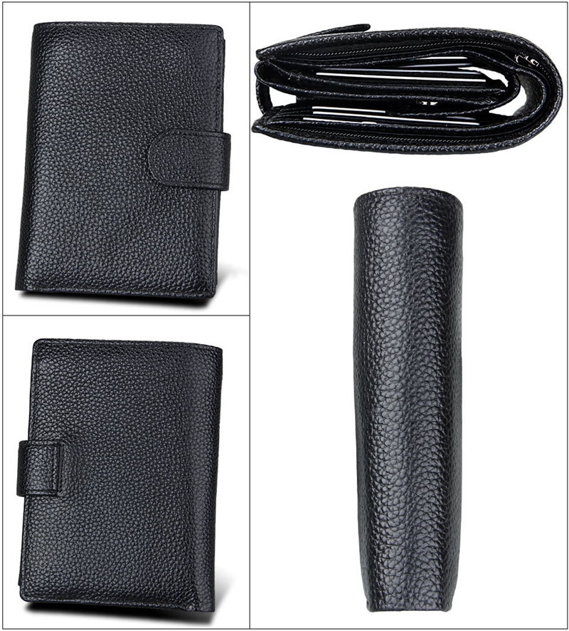 Men's Cowhide Wallet with Custom Logo RFID Blocking and Money Clip in Vintage Design