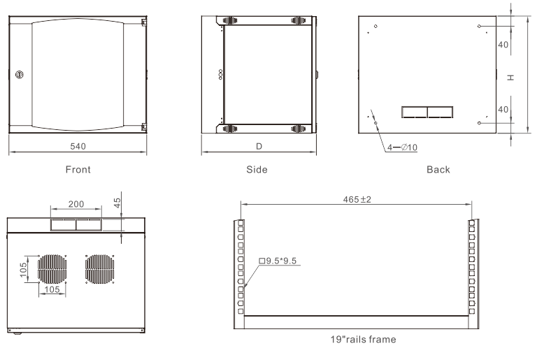 VA Series wall mounted 19 inch 4U 6U 9U 12U 15U 18U indoor ddf network cabinet with lock VA Wall Mount Rack Cabinet