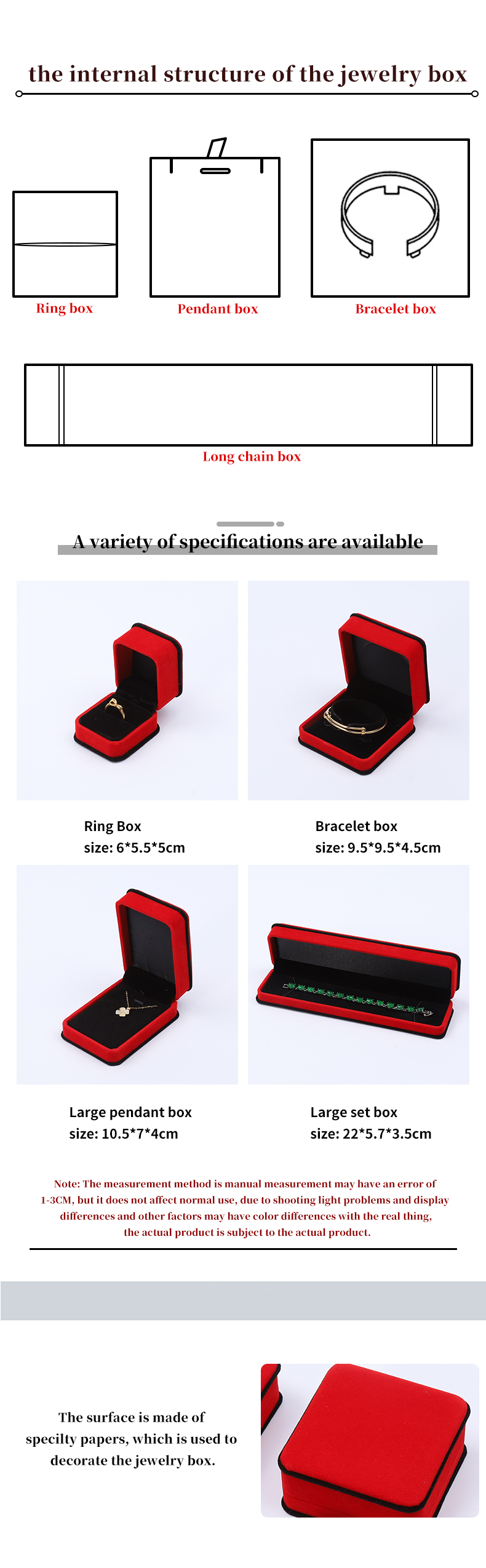 Handmade Noble Velvet Jewelry Box Round Corner Ring Case for Ear Stud Bracelet Pendant