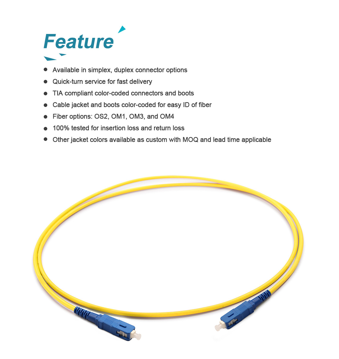 Simplex 9/125 2.0 3.0mm Fiber Optic Patch Cord SC / UPC - SC / UPC