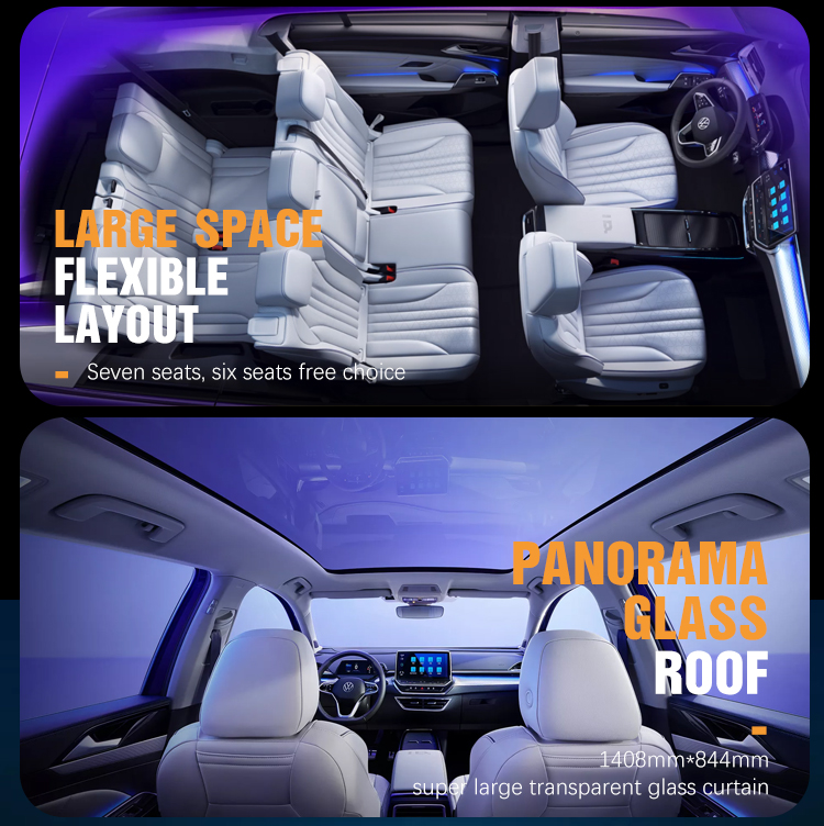 Volkswagen 2024 Id6 Pro Electric Vehicle 460km CLTC Pure Electric Mileage 7 Seater SUV 2024 LHD EV Car Free Shipping