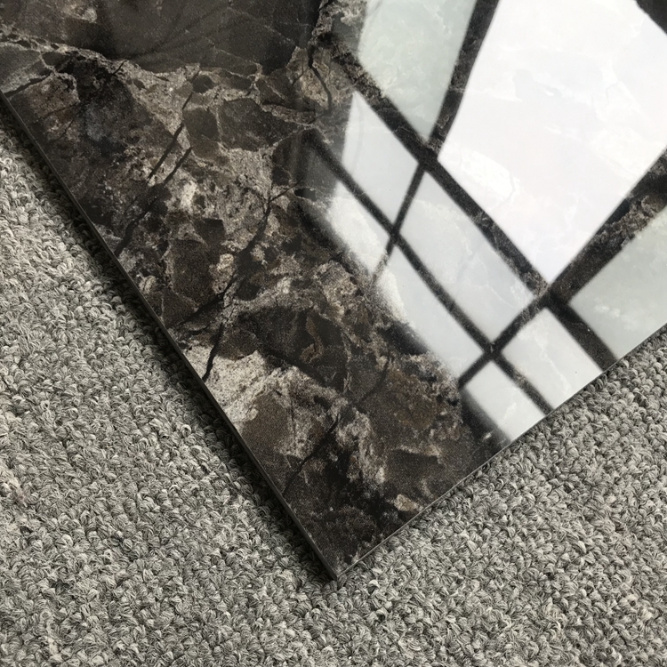 Marble Ceramic Kitchen Tiles in Black and White 60 x 60 Vitrified Tile with Design