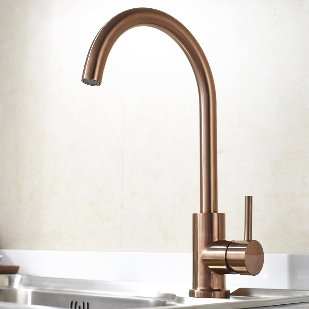 Steel 304/316 Material Kitchen Sink Tap Deck Mounted Mixer Single Handle 2ways Water Wash Faucet Copper Color