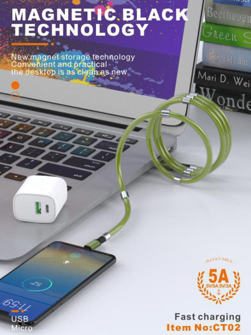 Fast 5A USB2.0 Magnetic Charging Cable For IPhone Micro Type C