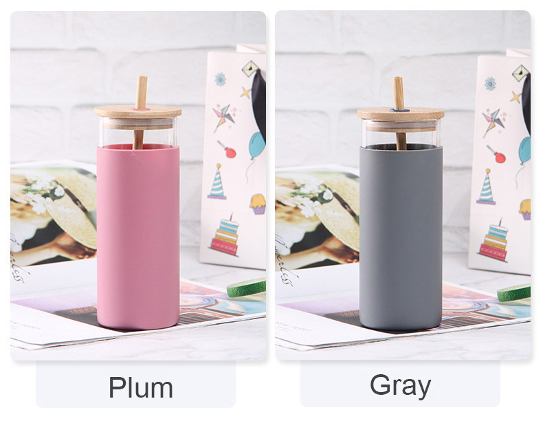 Safety Durable 500ml 600ml Bpa Free Glass Water Bottle With Bamboo Lid Borosilicate Glass Tumbler Multiple Color Ideal For Home School Office