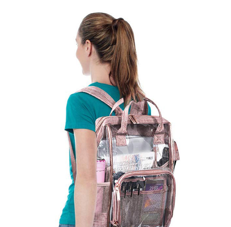 23L PTU Oxford Transparent Diaper Bag Backpack