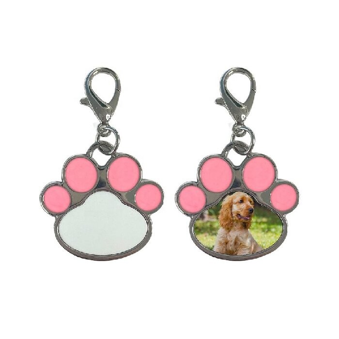Paw Shape Sublimation Dog Tag Blanks For Photos Printing Customized Pet Tags
