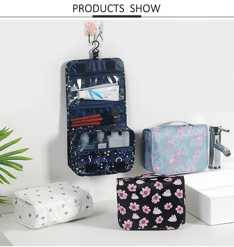 Hanging Large Capacity Digital Printed Folding Makup Organizer Bag
