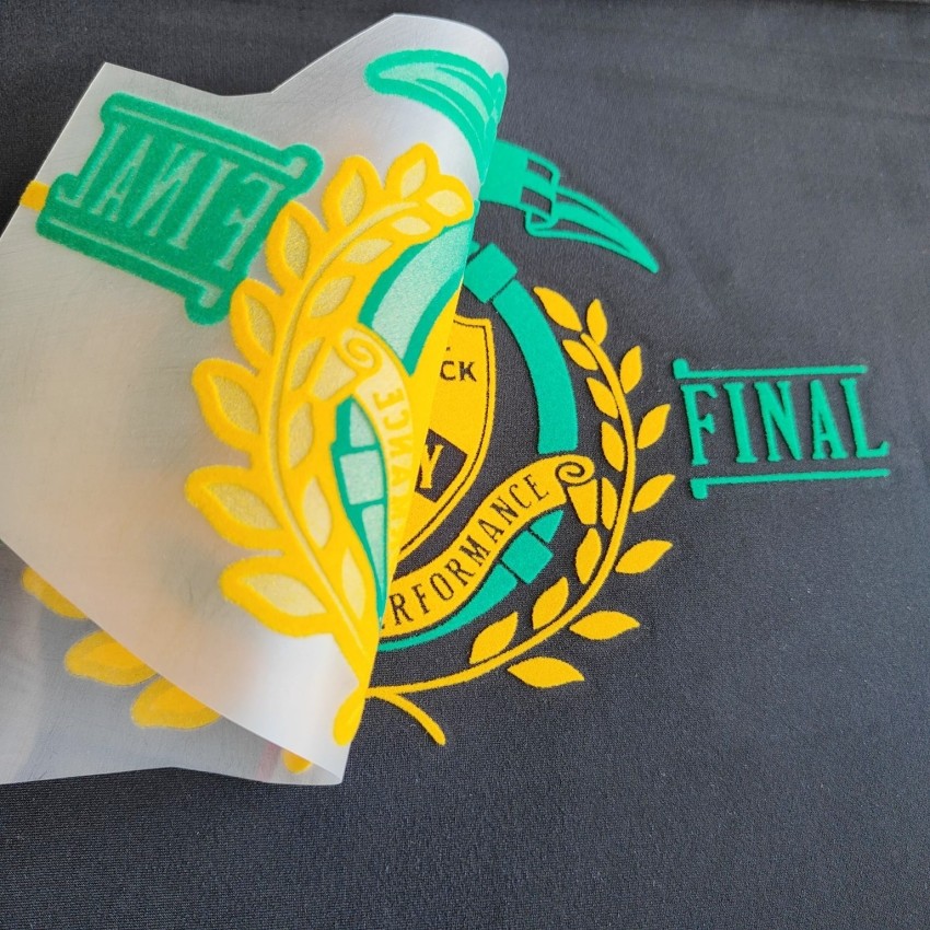3D Raised Custom Flocking Logo Heat Transfer For Clothing