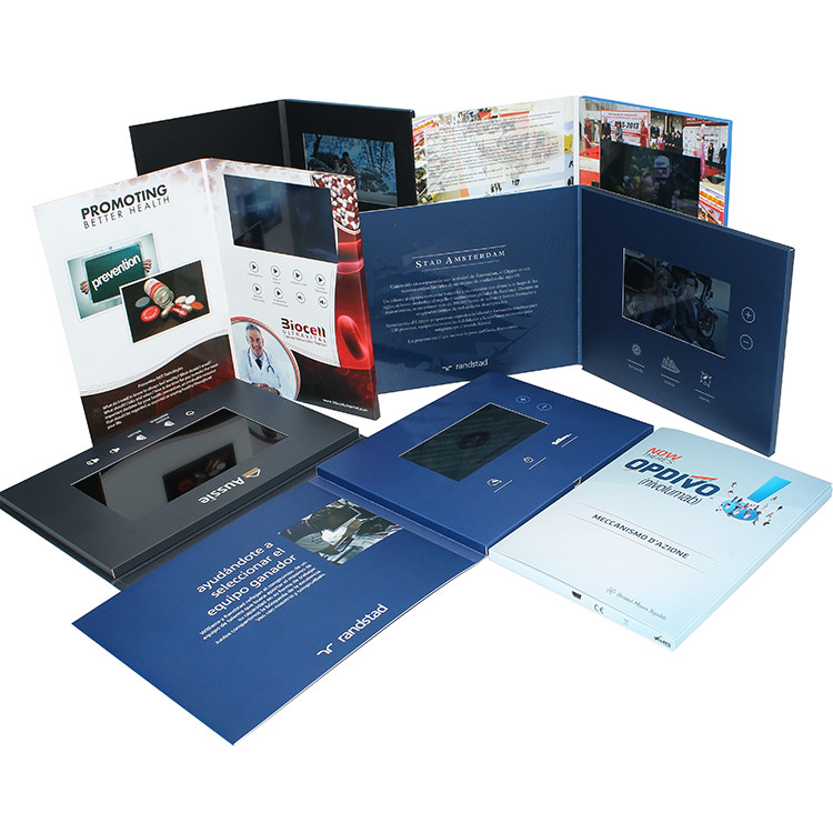Hardcover 7 Inch LCD Video Brochure Business Gift Custom Printing video pack gift box