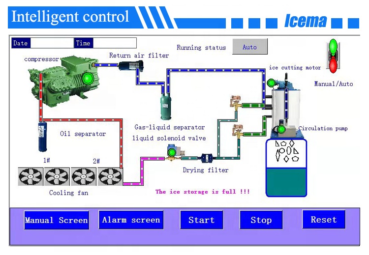 10 Tons Seawater Flake Ice Machine Commercial 32kw 380V