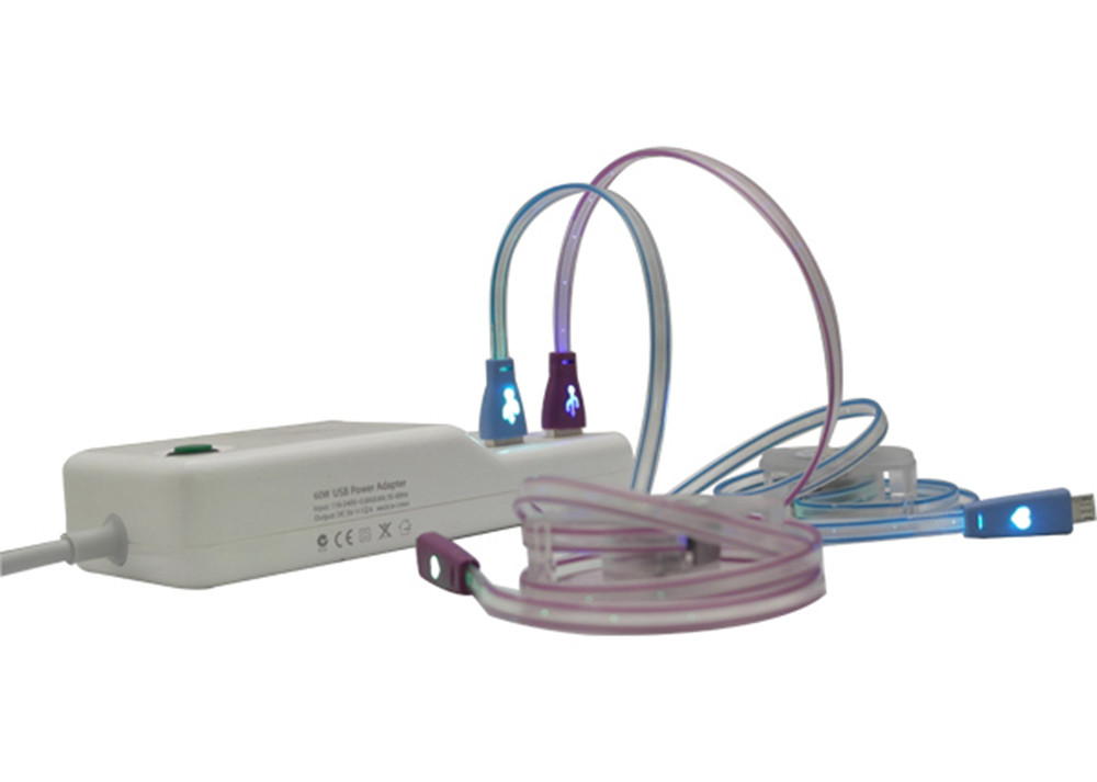 5 Color PVC 1M USB Extension Cable Micro Braided Mini LED Charger TPE Led Light For Smartphone