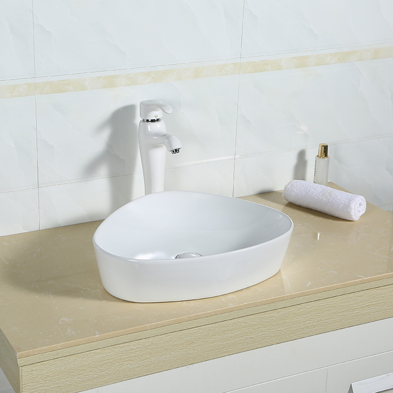 Low Water Absorption Counter Top Bathroom Sink Green Color Irregular Basin