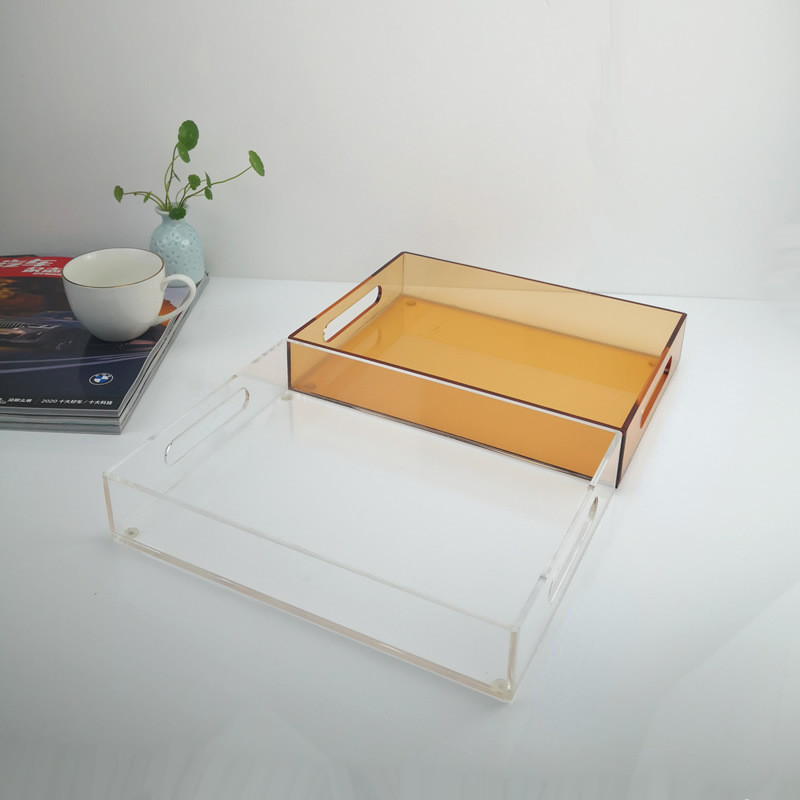 Clear Rectangular Acrylic Tray Lucite Breakfast Tray For Home Restaurant Hotel