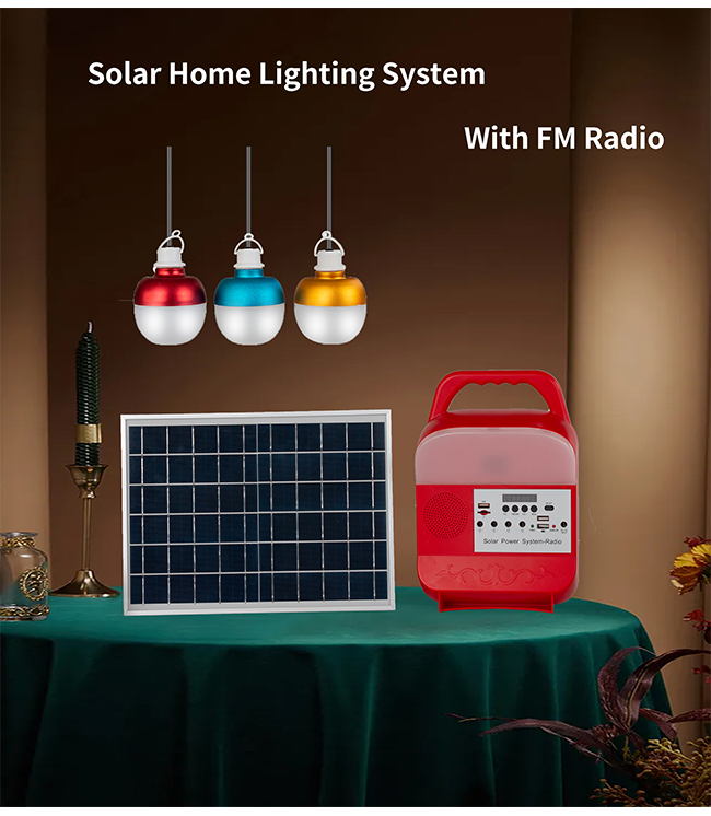 940540900 9W 3PCS Bulbs Solar Home Lighting System With FM Radio