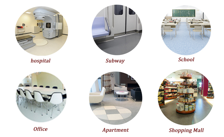Indoor Luxury Vinyl Roll Flooring Grey PVC Glue Down Vinyl Floor Covering