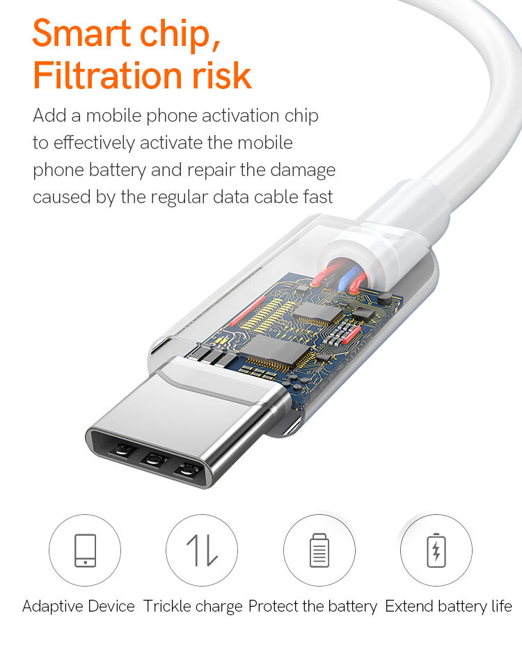 Fast Charging 1M 3A USB 2.0 Type C Cable Explosion Proof