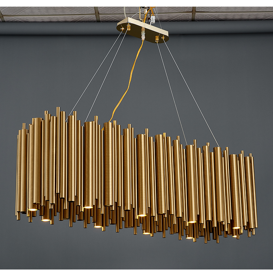 Luxury modern chandelier for dining room brushed gold stainless steel rectangle chandelier(WH-MI-311)