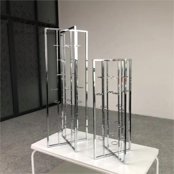 Hot Sale Metal Candlestick Holder Stand Silver Flower Stand Wedding Decoration
