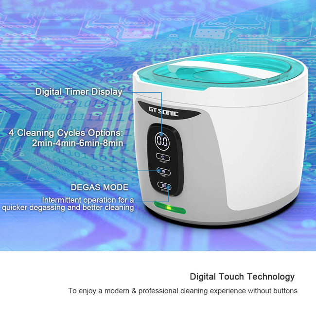 750ml 40KHz 35W Electric Jewelry Cleaner Machines Stainless Steel Detachable GT SONIC