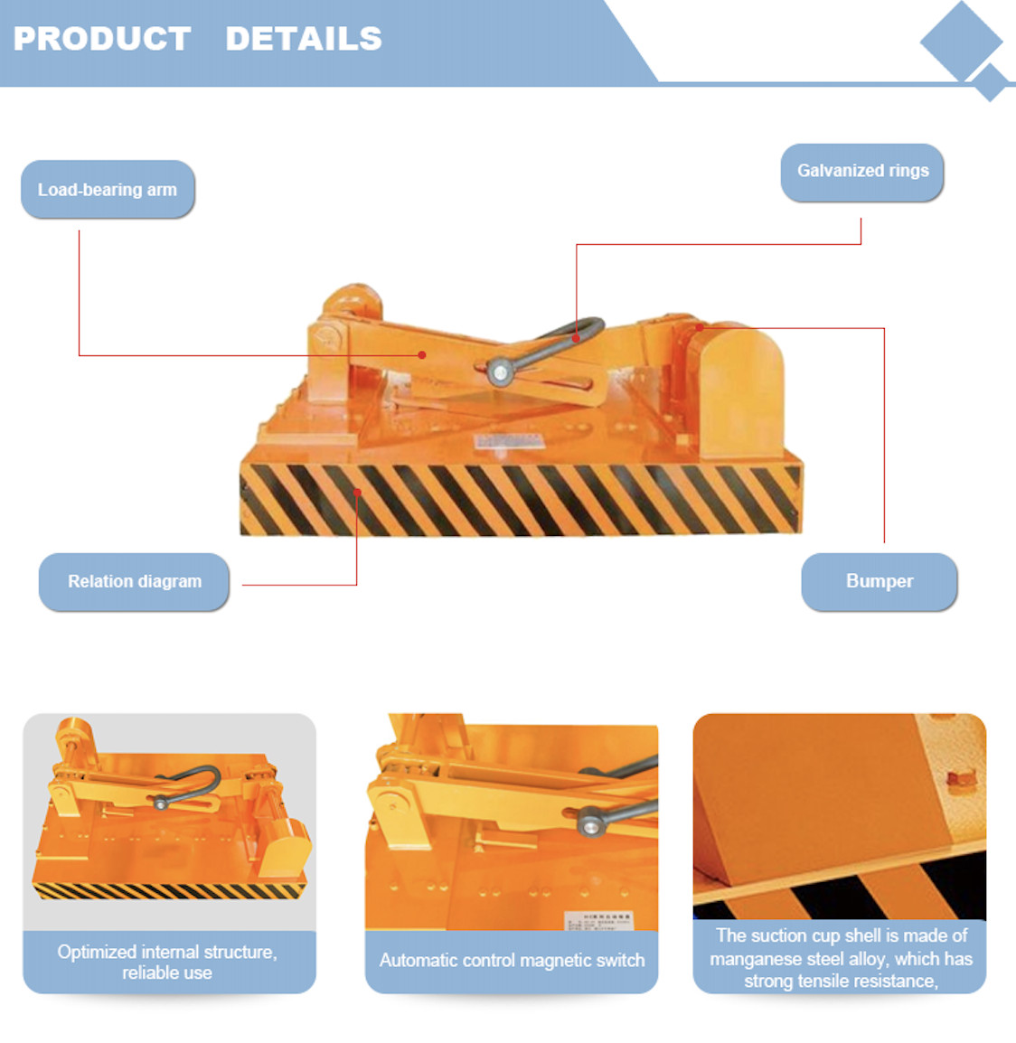 3000kg Permanent Automatic Magnetic Lifter ISO9001