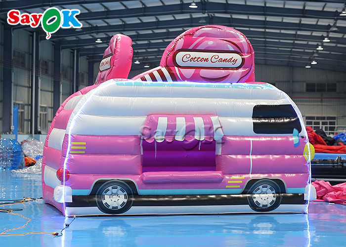Inflatable Work Tent 4.5x3x3.8m Pink Car Shape Inflatable Air Tent Candy Food Floss Booth For Outdoor
