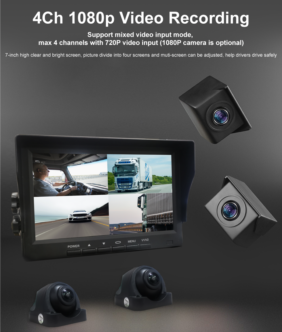 Truck Van Coach School Bus Camera System Car Back Up Camera With Reversing Monitor