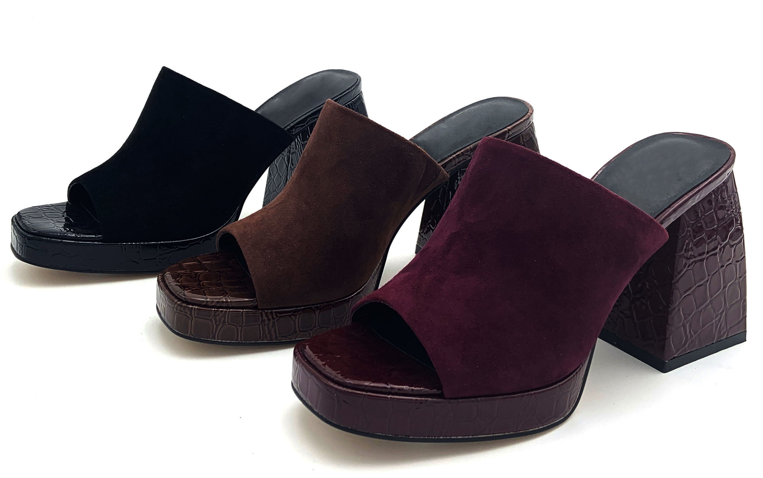 Edgy Square Peep-Toe Y2K Styled Plateform Mules with Wide Band Strip