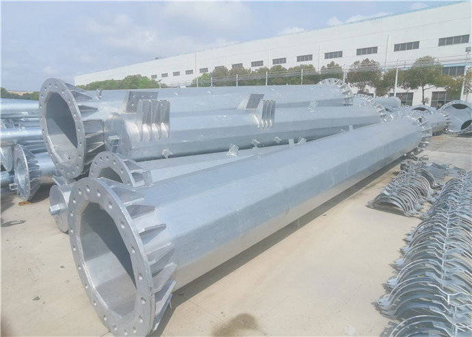 Low Voltage OEM Hot Dip Galvanized Steel Pole For Transmission Line Project Q345