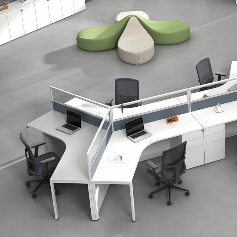 Customize Y Shaped Desktop 4 6 8 Person Wooden Office Partition Workstation
