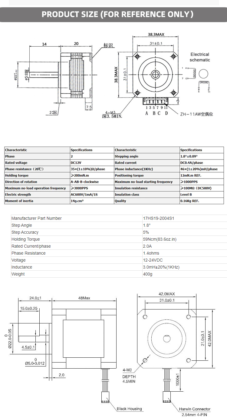Faradyi Customized High Torque Good Price Servo Motor for Milling Machine 750W 2.5NM 3000RPM