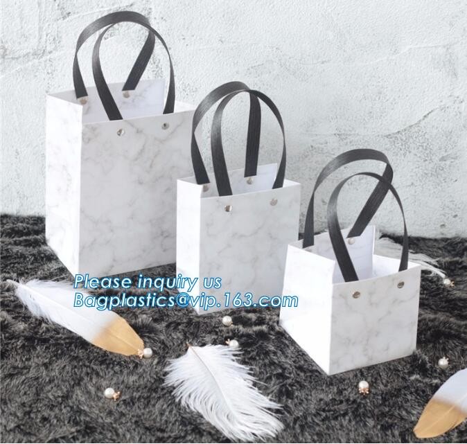 Flower carrier bag with different color customized pot plants kraft paper bag with handle,stamping logo fancy paper flow