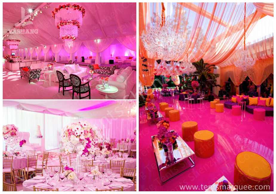 Decoration Outdoor Aluminum Wedding Reception Tents Colorful Lighting / Lining