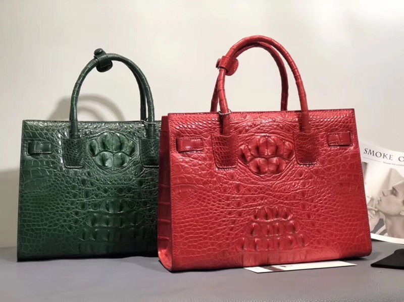 Genuine Alligator Skin Women Totes Purse Authentic Crocodile Leather Lady Top-handle Handbag Female Large Shoulder Bag